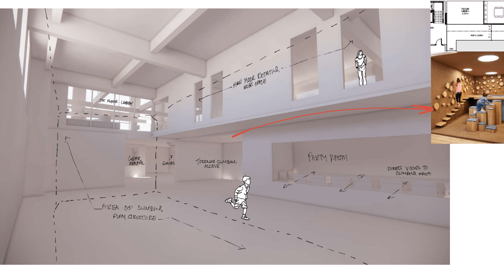 Sketch of interior of Tribune Building in Beaver County | Neighborhood North