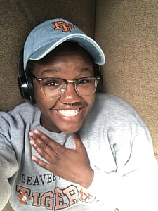 Happy person with headphones