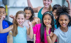 Kids having fun with yoga