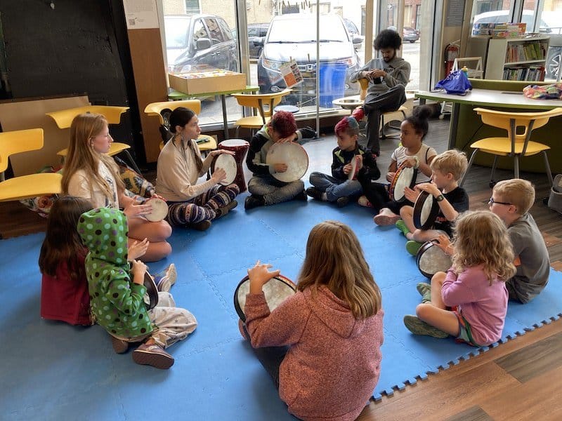 drumming at the afterschool program in Beaver County | Neighborhood North